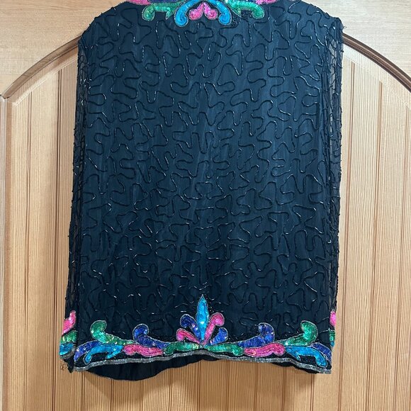 Vintage Silky Nites Silk & Beaded Evening Jacket XL PTP up to 24" EUC - Picture 10 of 16